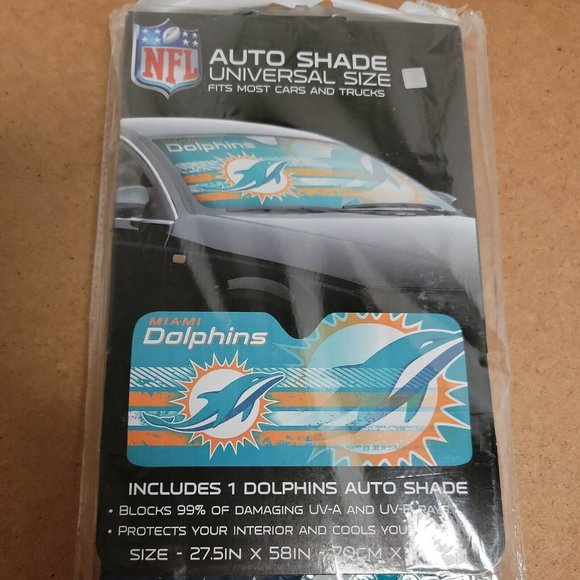 New NFL Miami Dolphins Car Truck SUV Van Windshield Folding SunShade Large Size - Picture 1 of 6